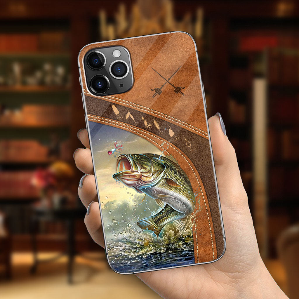 Fishing Lovers - Personalized Phone Case With Leather Pattern Print
