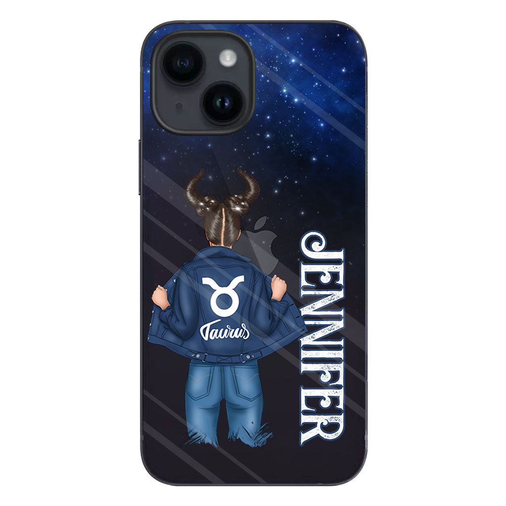 Zodiac Denim Girl - Personalized Horoscope Clear Phone Case