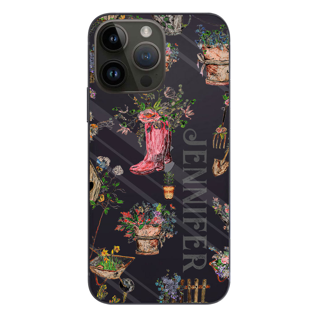 Schöne Gartenartikel – Personalisierte transparente Handyhülle mit Gartenmotiven